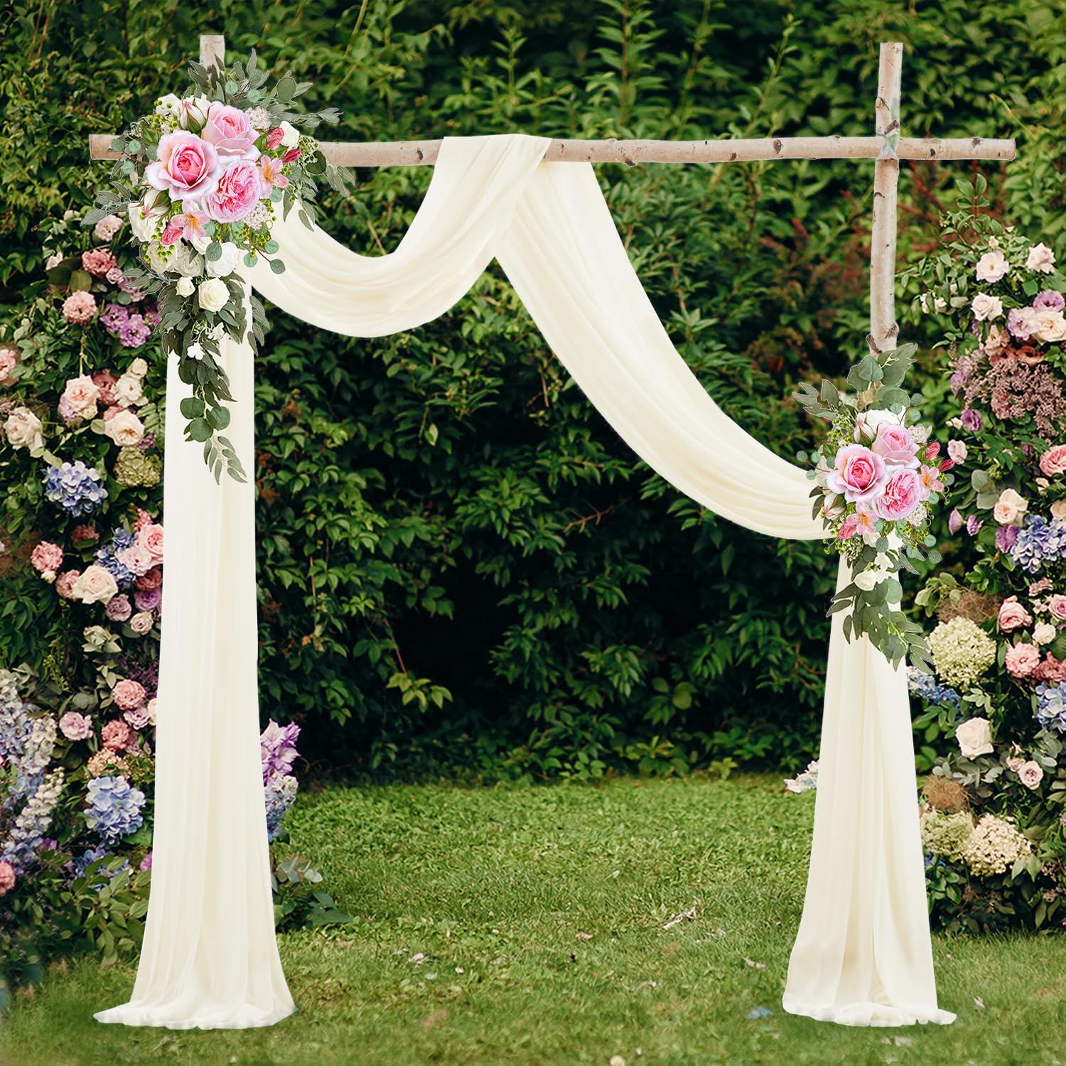 NIERBO Tenda per matrimonio 75 x 600cm Tulle Tenda Arco Decorativa a Mano Libera Drappeggio Arco Nozze Per Decorazione Dell'arco Nozze, Festa, Fase Sfondo, Sparare Oggetti Scena (avorio)