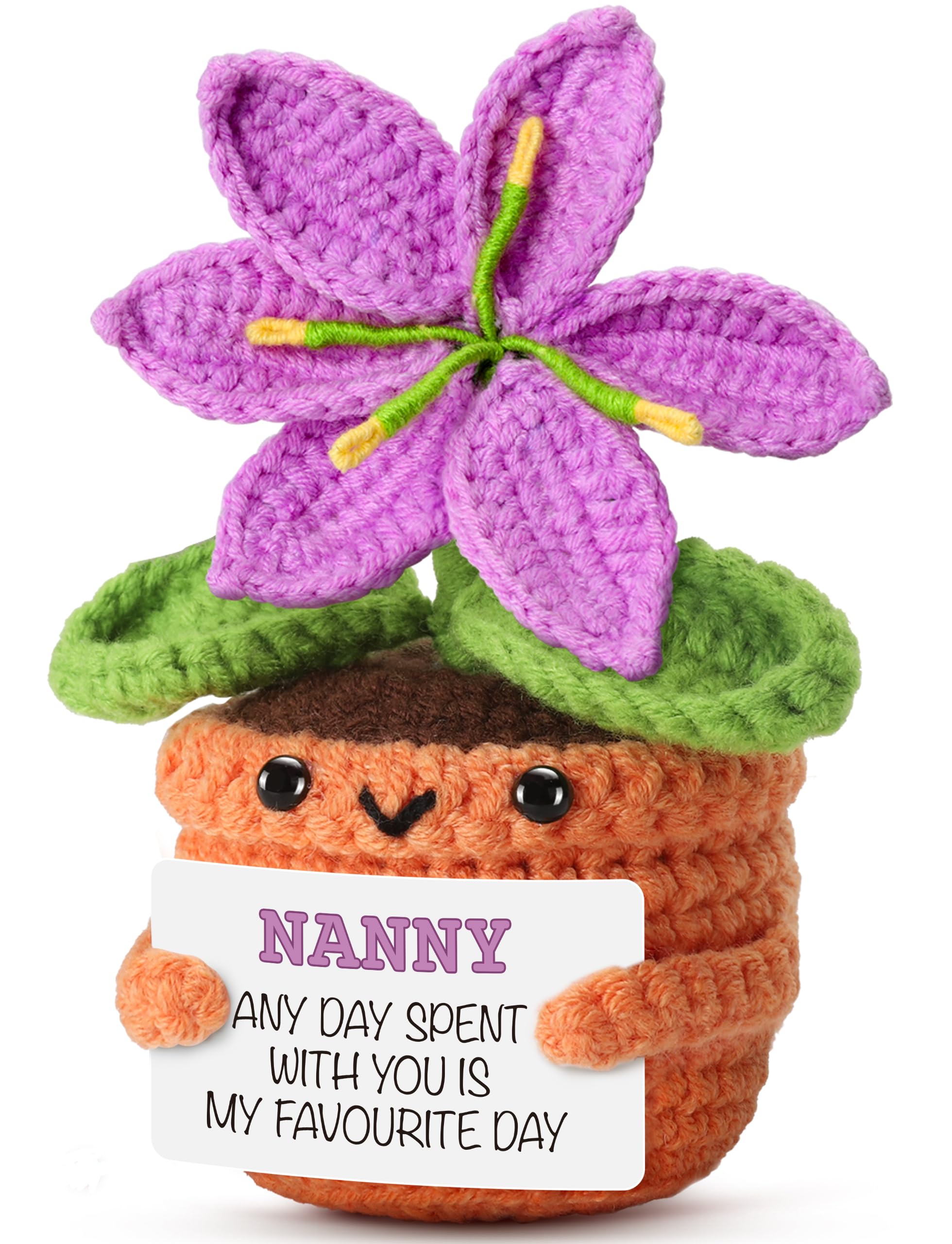 Gifts for Nanny from Granddaughter, Grandson - Sentimental Crochet Flower with Heartfelt Message - Unique Mothers Day, Birthday, for Grandma - Cute Keepsake & Home Décor