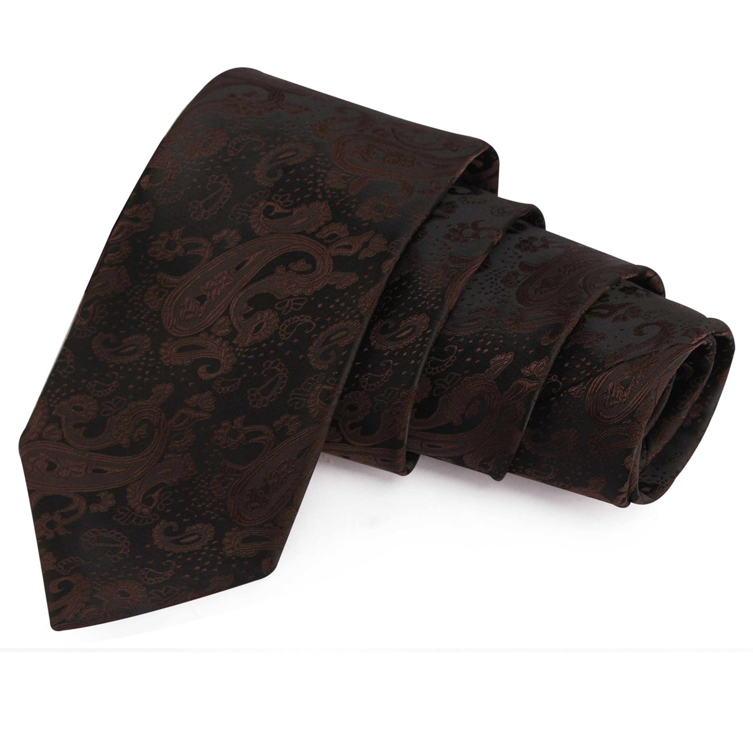 Fine Elegance Black & Brown Colored Microfiber Necktie for Men-image-5