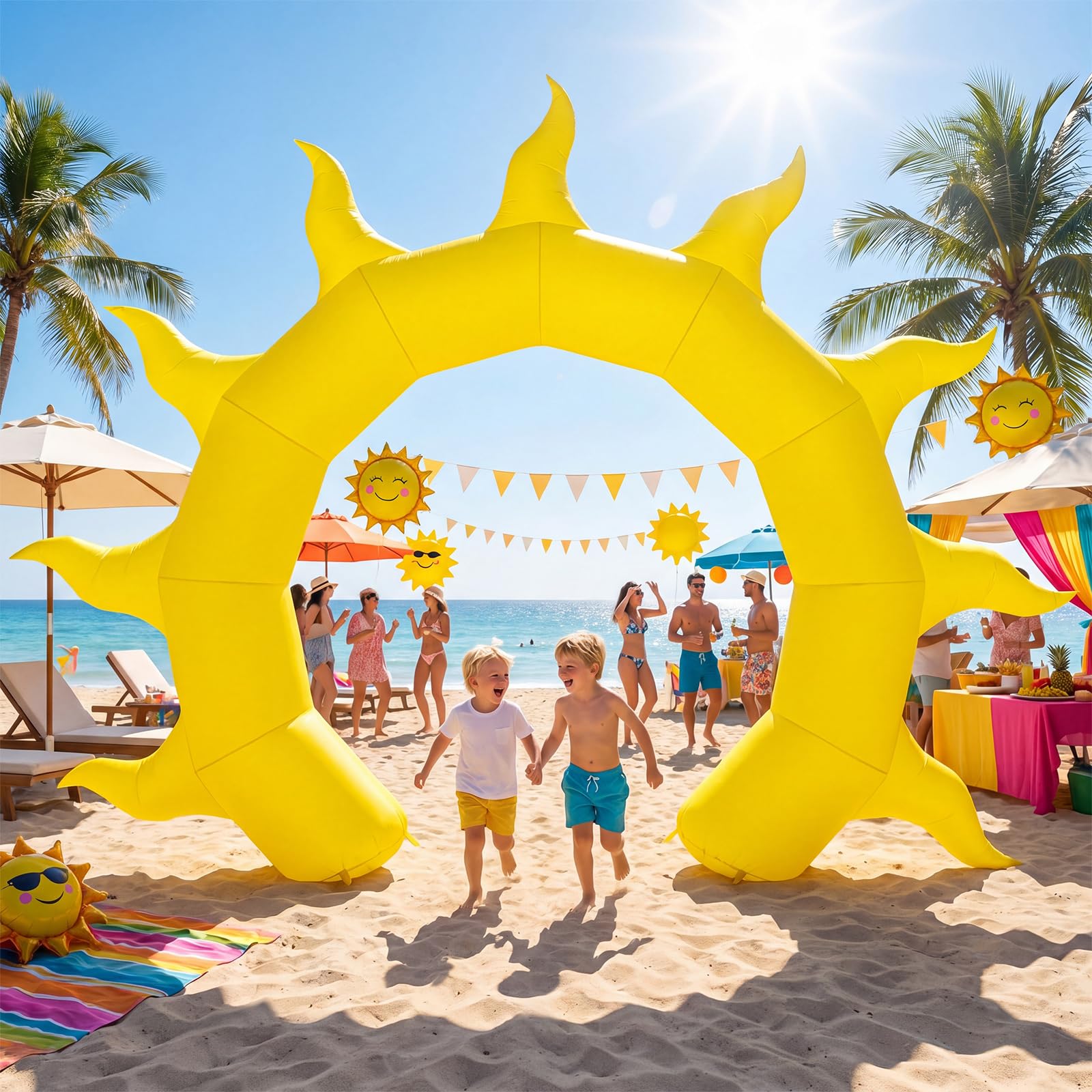 Seenelling Arco gonfiabile estivo da 3,5 m con luci a LED, decorazione gigante per baby shower, compleanno, festa in spiaggia in piscina e decorazione per giardino all'aperto