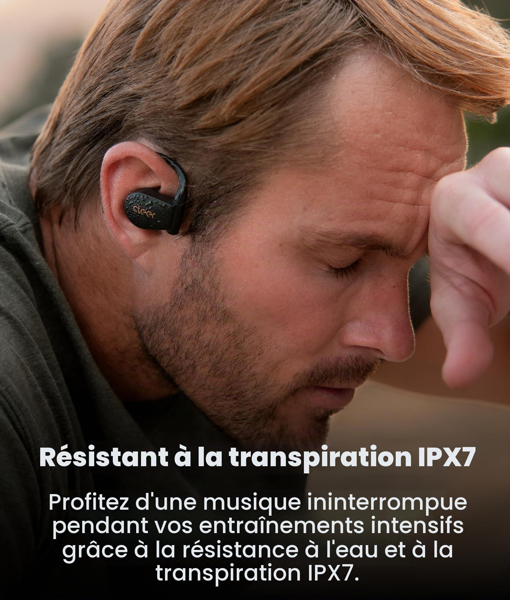 Cleer ARC 4 Plus Écouteurs ouverts Bluetooth sans fil avec audio Dolby et suivi de la tête, écouteurs tour d'oreille avec 34 heures d'autonomie, casque de sport étanche IPX7 pour entraînement