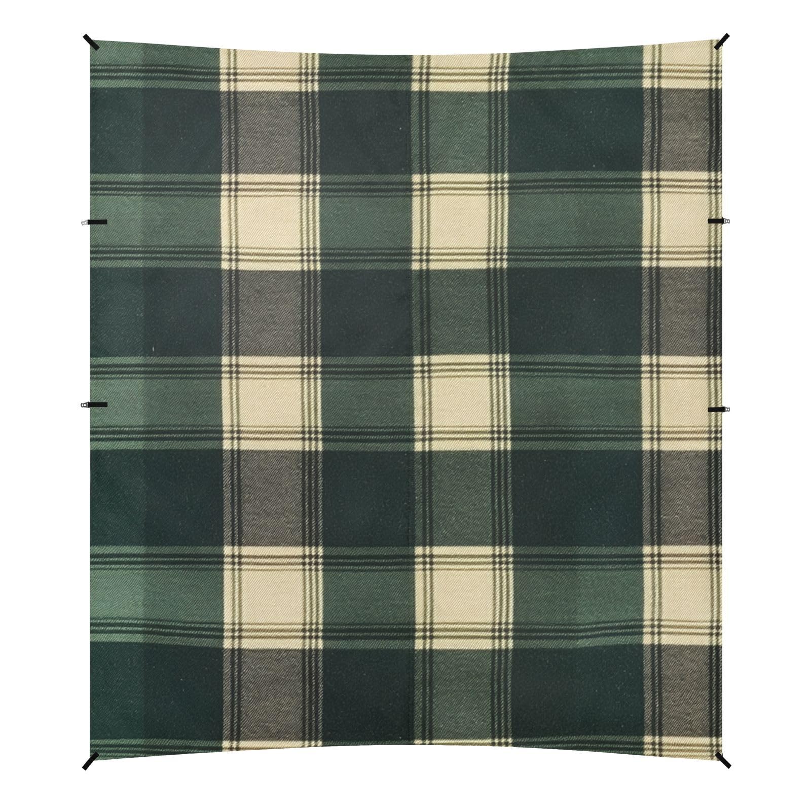 Springgreen Buffalo Plaid Check Tartan Scotland Beach Cabana Tent UPF50+ Easy Setup Shade Sun Shelter Includes Sand Shovel, Sandbags, Stability Poles for Camping, Picnics, Backyard & Fishing