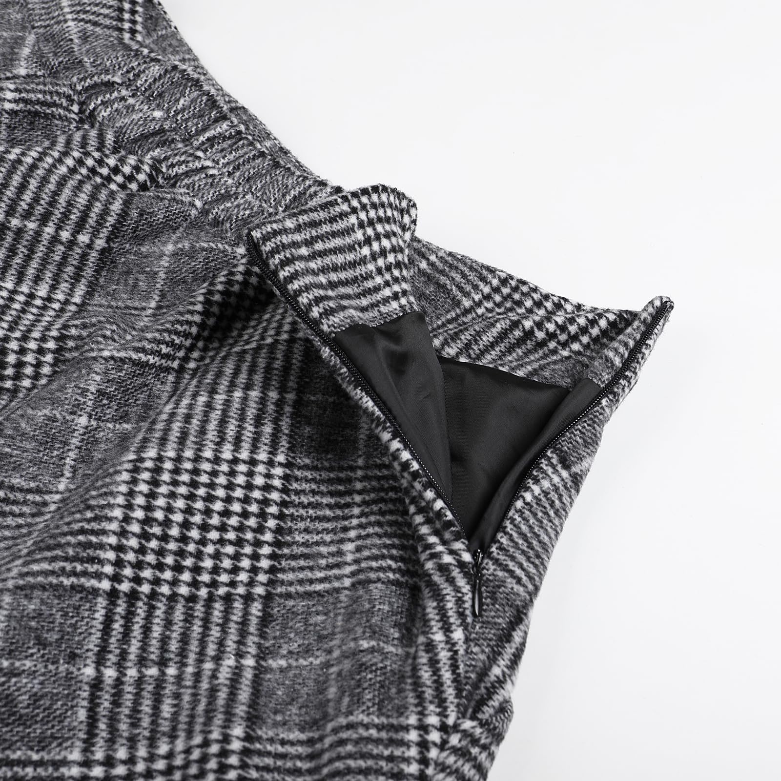 Jupe Longue Femme Hiver Laine Taille Haute Carreaux Trapèze Skirts | Jupe ecossaise femme au style rétro, 20 couleurs au choix, avec poches profondes et doublure douce.