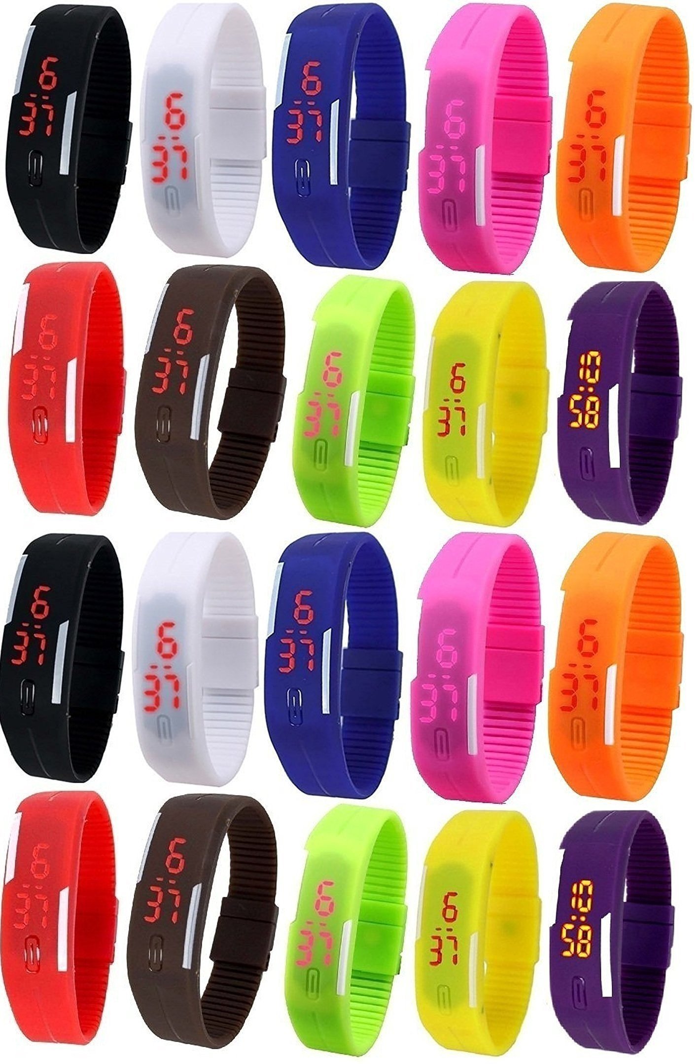 LEMONADE - Pack of 20 - Multicolor Silicone Unisex Digital LED Band Wrist Watch for Boys, Girls, Men, Women (B06XWZPMG8) Amazon Price History, Amazon Price Tracker