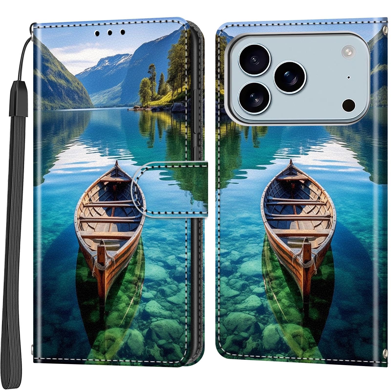 Étui portefeuille coque de téléphone bateau iPhone 17 Pro Max à rabat magnétique support - 8