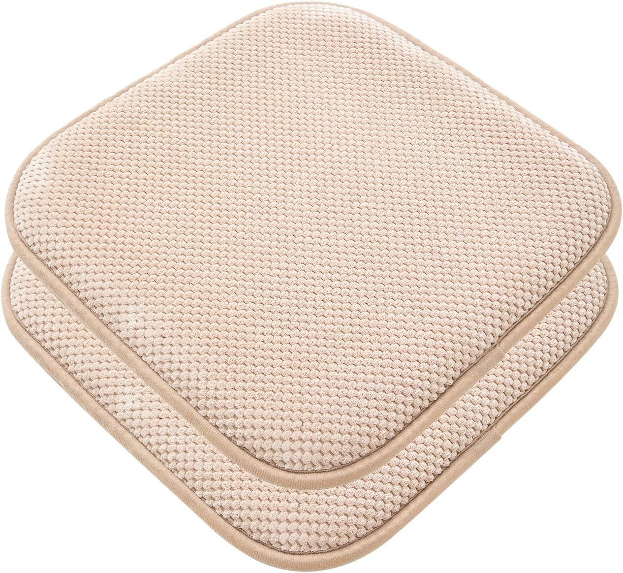 Ultra-Soft Dining Chair Pads with Memory Foam - Non-Slip SBR Backing, Thickened Cushion for Kitchen & Office Chairs (Linen(Canvas), 16''L*16''W(2pcs/Set)) Linen(canvas) 16''L*16''W(2pcs/set)