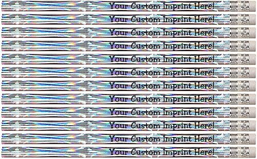 Express Pencils Lápices personalizados Redondo Tema láser Impreso personalizado con tu mensaje, texto o logotipo, paquete de 12 Personalizable