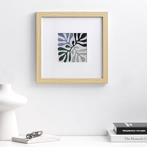 Miniatura 7 de eletecpro Juego de 9 marcos de fotos de 8 x 8 pulgadas con paspartú para fotos de 4 x 4 o sin paspartú para 8 x 8 pulgadas, collage cuadrado para