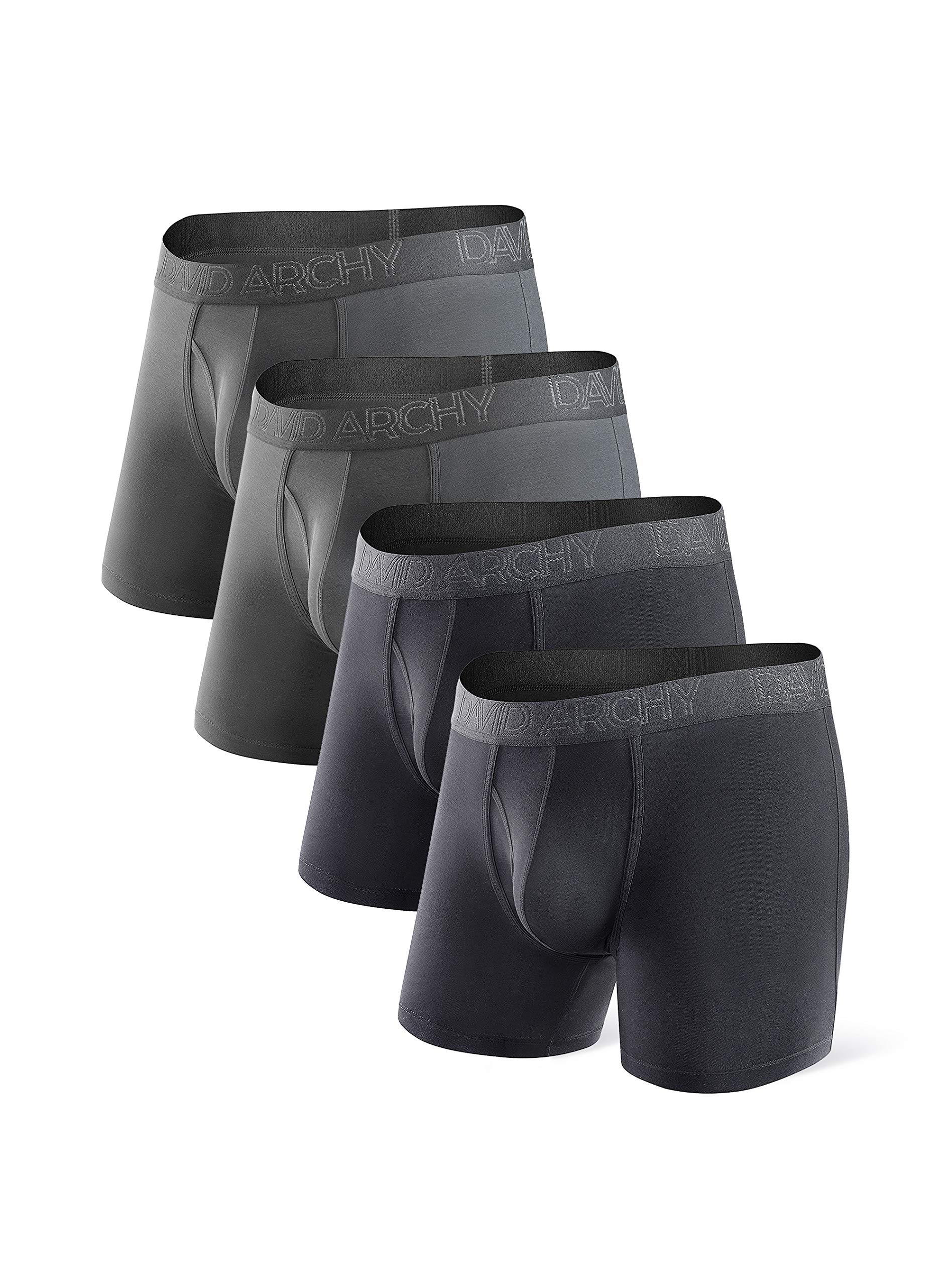 DAVID ARCHYMens Underwear Bamboo Boxer Briefs Breathable and Soft with Fly TrunksThe Forest Stewardship Council