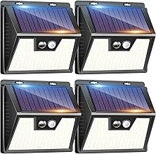 kolpop Outdoor LED Solar Light【4 Pieces/3 Modes】 Outdoor LED Solar Spotlights with Motion Sensor, Outdoor Solar Lights IP65 Waterproof Outdoor Solar Lamp for Garden Garage Patio