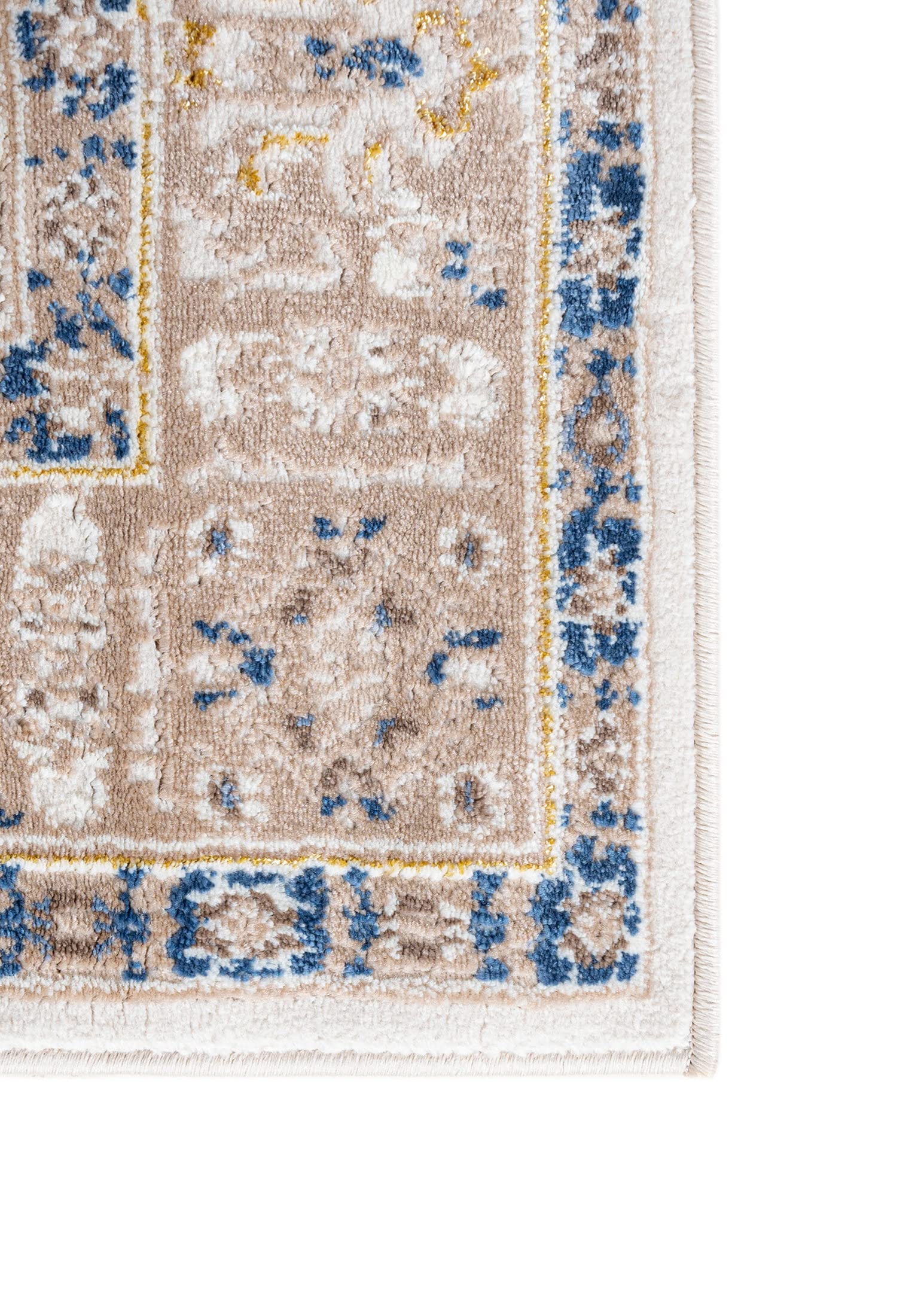 Mazovia Tapis Salon 80x150cm Crème Vintage Classique Doux Chauffage au Sol
