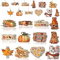 Vista 1 de 36 adornos de Acción de Gracias para árbol, otoño, decoración de árbol de Acción de Gracias, gnomos, adornos colgantes de madera, calabazas, hojas