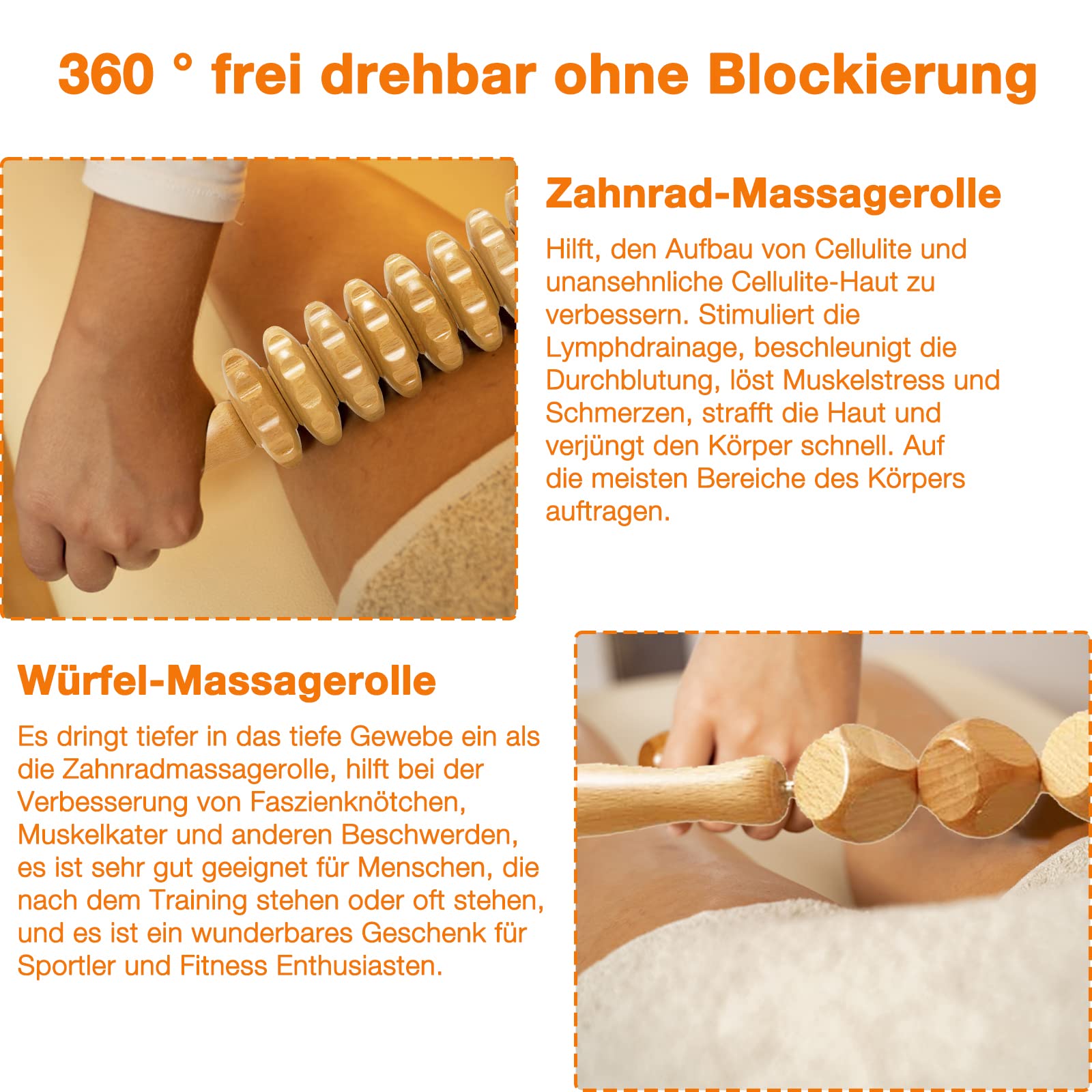 5 Maderotherapie Komplettset für Anti-Cellulite, Lymphdrainage und Gua Sha