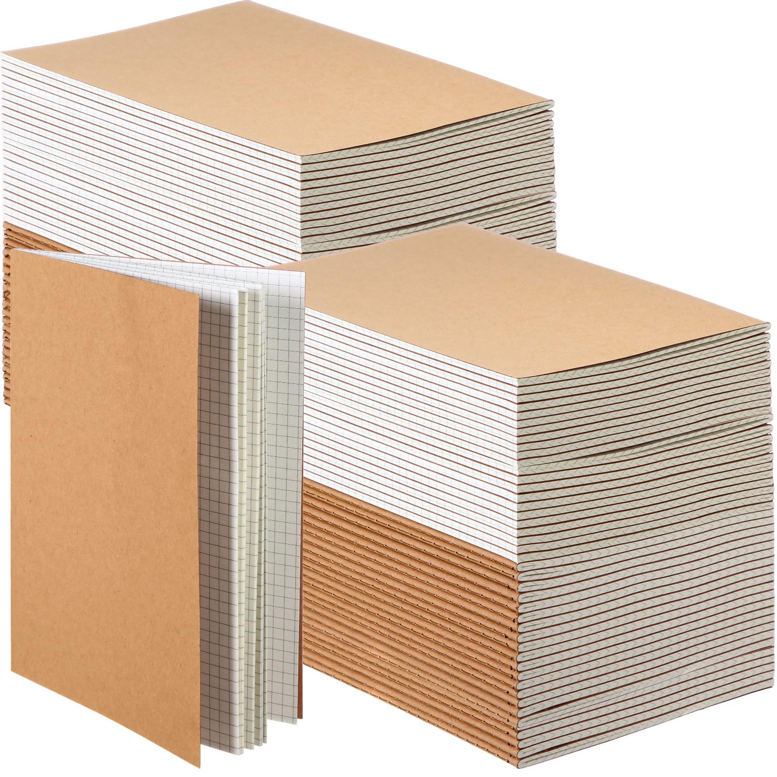Mimorou 100 Pcs Journals Notebooks Bulk - Kraft Softcover A5 Small Notebooks 5.5 Inch x 8.3 Inch Notepads with 60 Page 30 Sheet for Writing Sketch