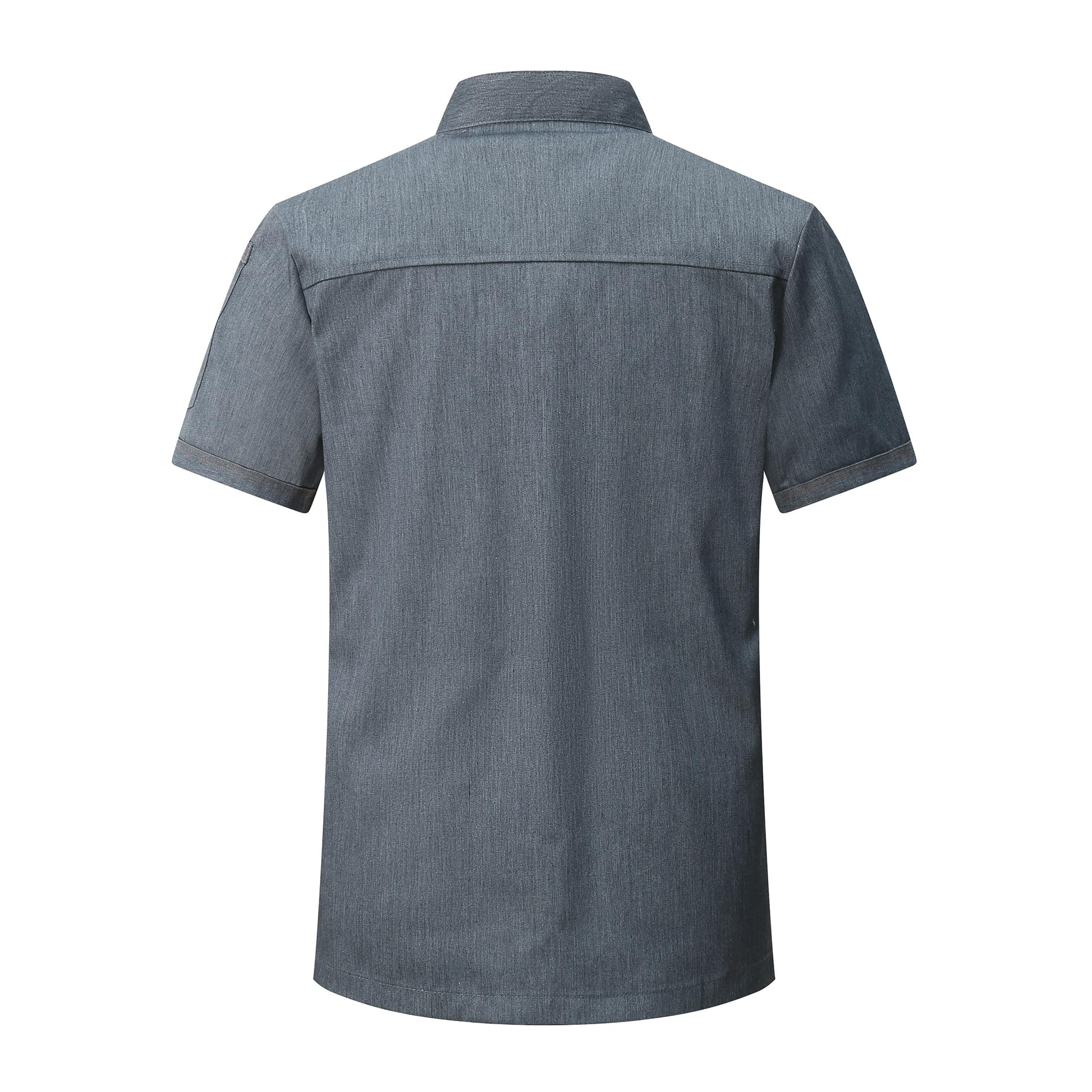 Veste de Cuisine Hommes Manches Courtes Cuisinier Chef Uniforme Professionnel Veste Unisexe Hôtel Cuisine Léger Respirante Chef Vêtement Restaurant Uniforme avec 3 Poches