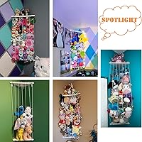 Vista 7 de Corner Stuffed Animal Storage Net - Stuffed Animals Holder with Lights - Plush Organizer Hanging Stuffed Animal Hammock for Wall (White)