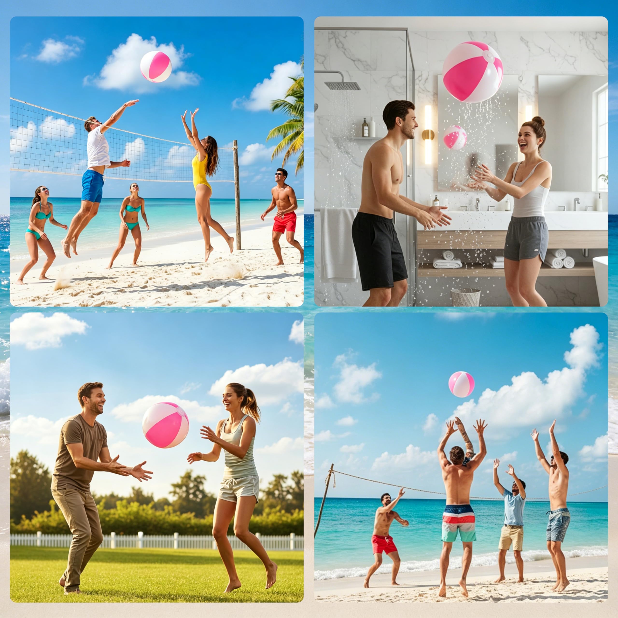 40,6 cm große Strandbälle, rosa und weiß, aufblasbare Strandbälle, PVC-Poolbälle für Erwachsene, Schwimmbälle, für Luau, Sommer, Wasserspiel, Zubehör, Geburtstag, Hochzeit, Partygeschenke