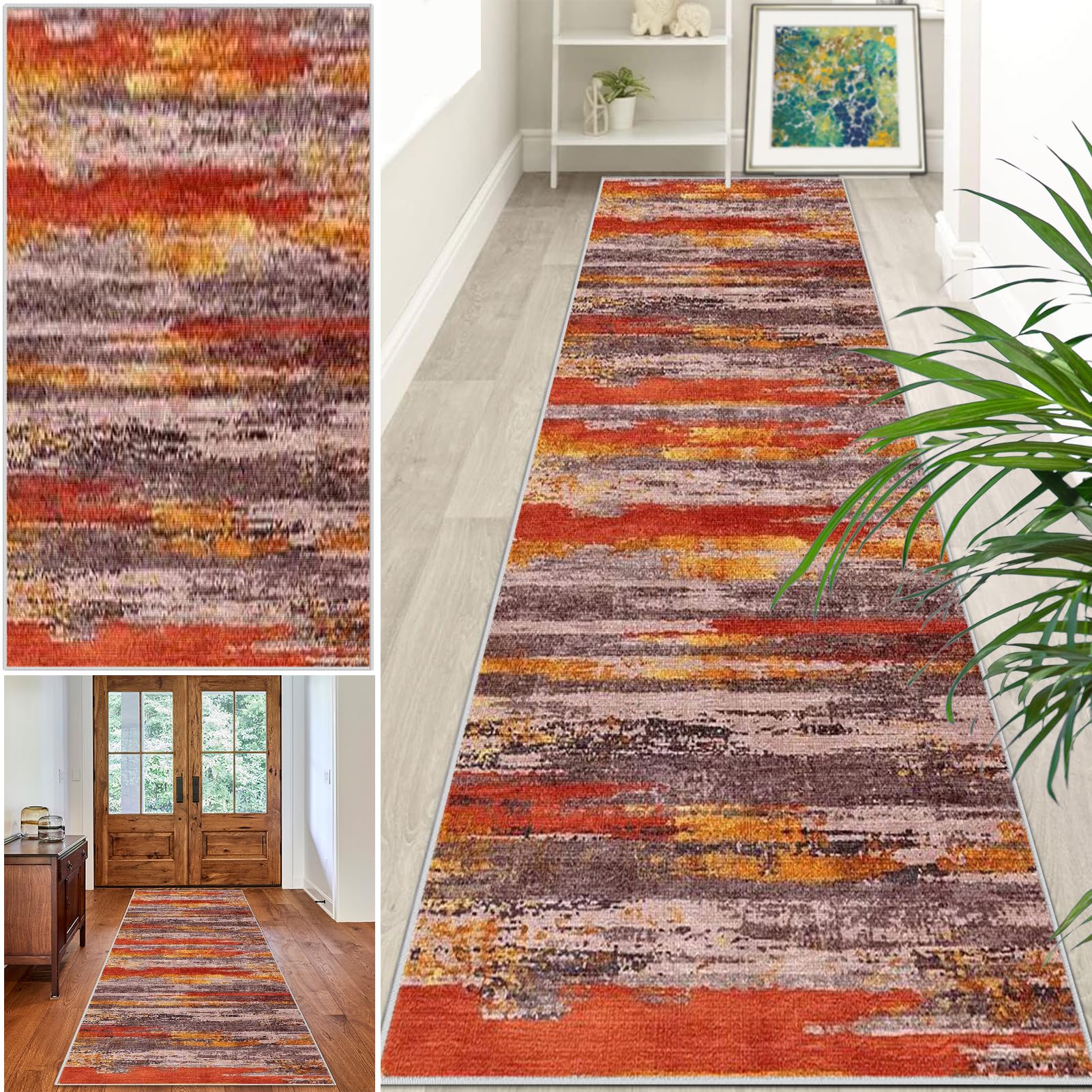 Extra Long Runner Rugs for Hallway Non Slip Carpet Absorbent Runner Rug 70 x 130 cm Carpet Runners for Kitchen Hallway Runner Kitchen Rug Entrance Large Machine Washable Door Mat Stair Runner Rug