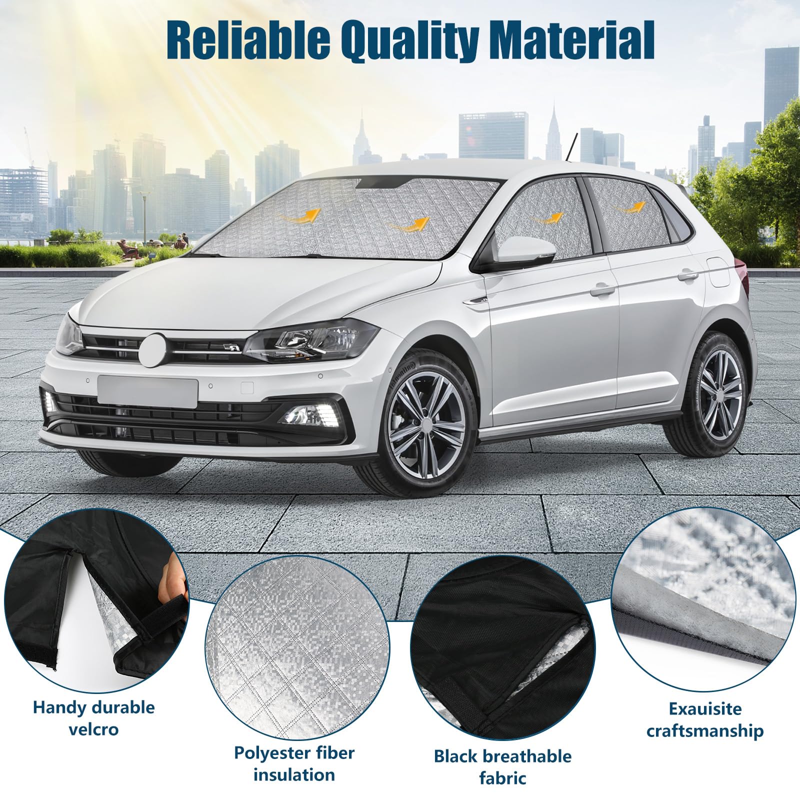 Parabrezza Parasole Auto di Compatibile con VW Polo MK6 2017-2025, 6 Pezzi Copertura Parasole Interna Auto, Visiere Parasole Impermeabile e Pieghevole