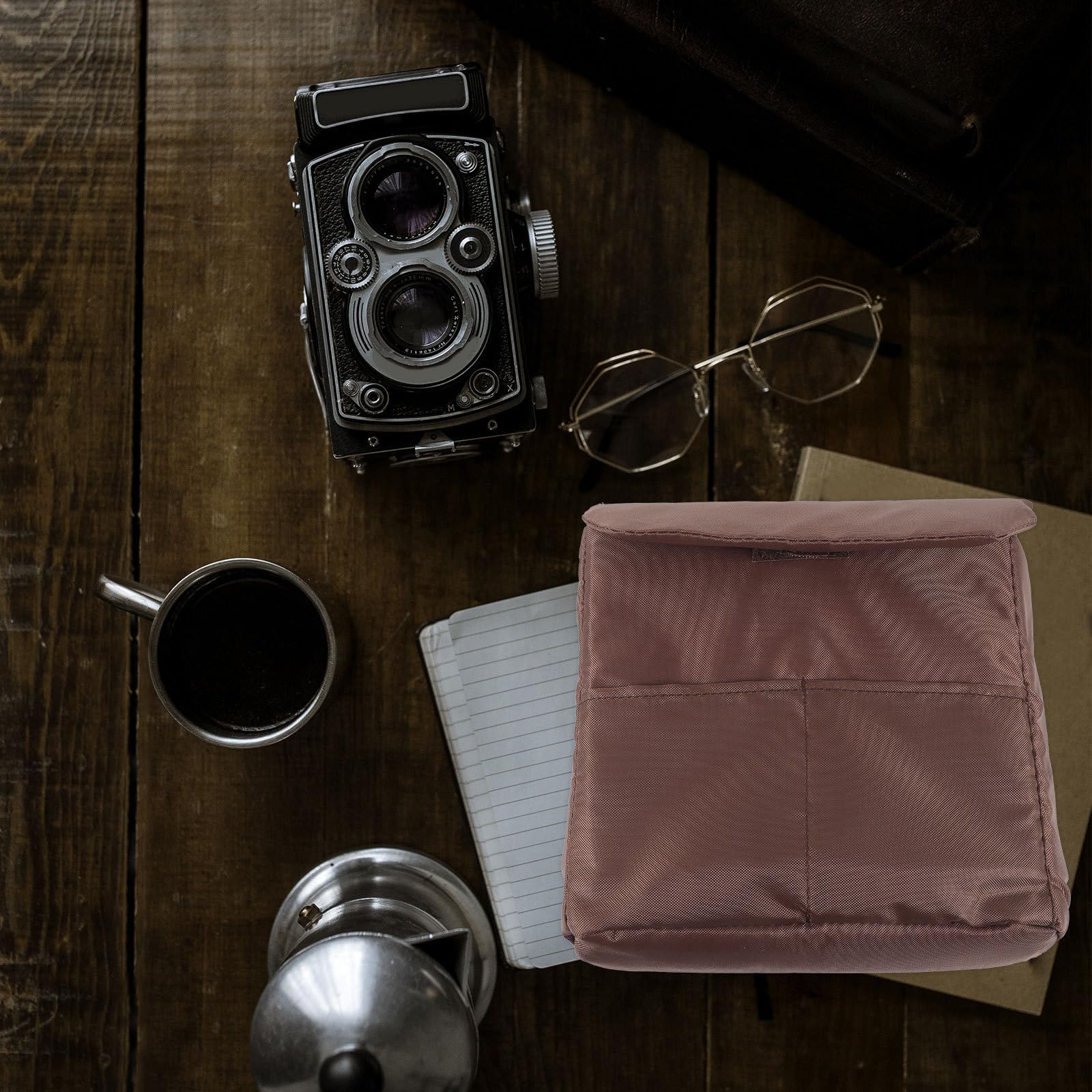 Bolsa Acolchada para Cámara de Fotos Réflex, Nylon Café | Divisor Interior, Protege el Equipo, Fácil de Limpiar, para Sesiones Interiores y Exteriores