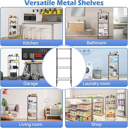 Miniatura 7 de Dkelincs Estantería de alambre de 4 niveles de 18 pulgadas de largo x 12 pulgadas de ancho x 44 pulgadas de alto estante de alambre ajustable de