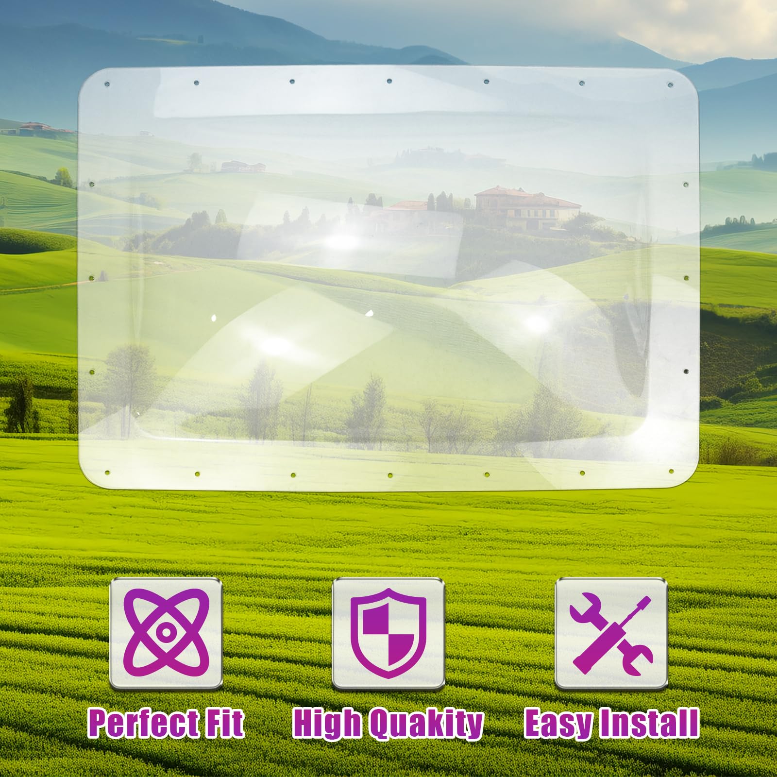 FEXON RV Skylight Outer Dome,18"x26" OD Universal Skylight Replacement Travel Trailer RV Camper Truck Fits All Standard 14" x 22" Skylight Openings Clear