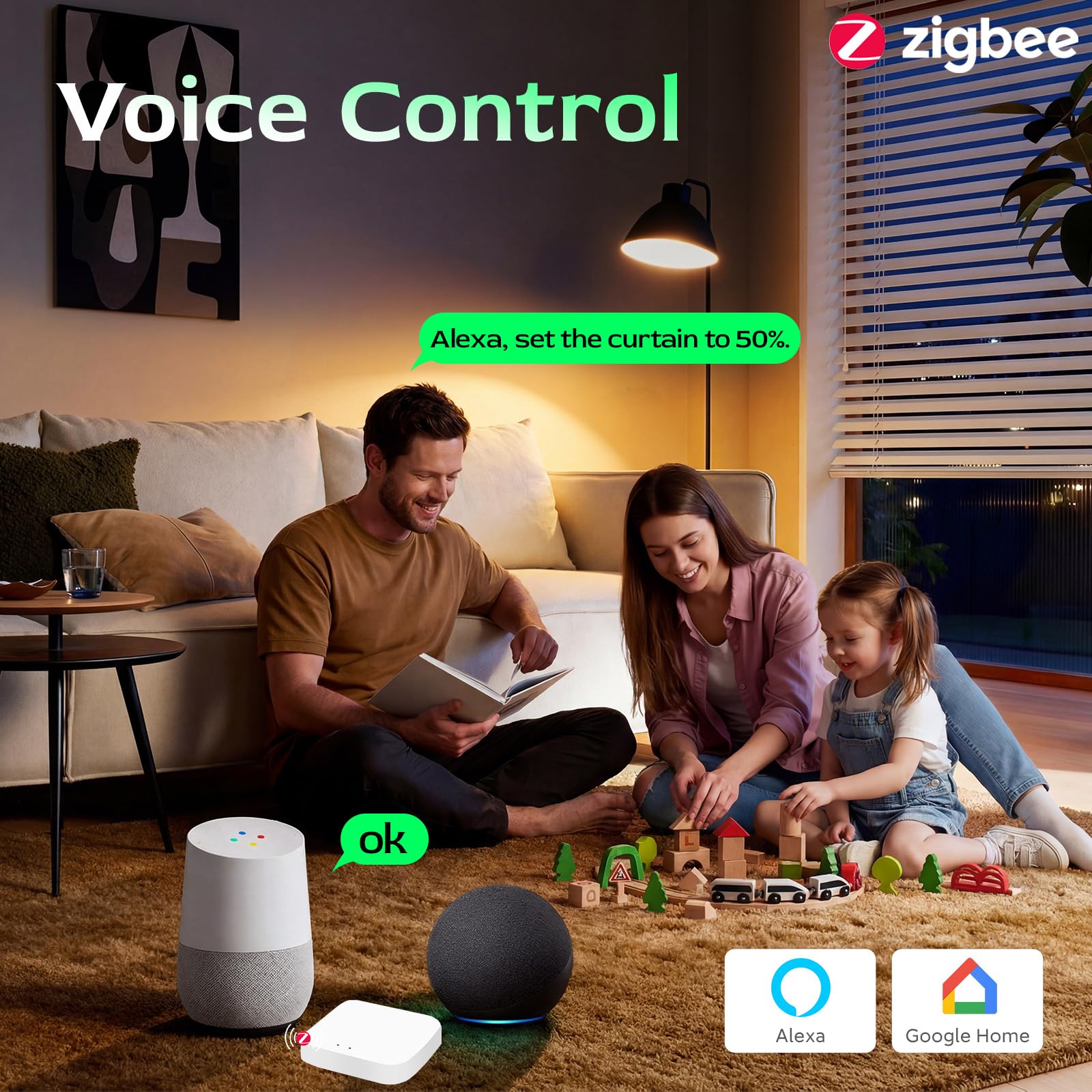 BSEED 3 Fach Smart Rollladenschalter Zigbee Rolladensteuerung für Jalousien, Markisen Jalousienschalter kompatibel mit Smart Life, Tuya APP, Alexa und Google Home Zigbee gateway erforderlich Weiß