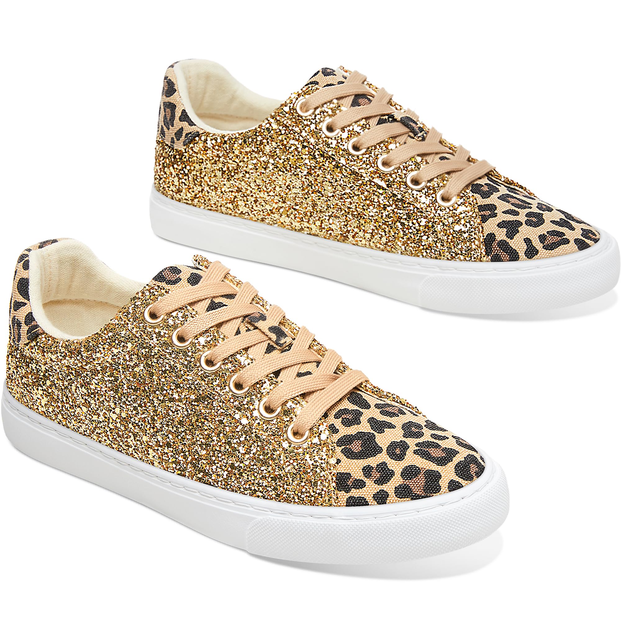 AISFAES Glitter Sparkly Low Top Sequins Lace Up Tennis Shoes Comfort Bling Fashion Shiny Walking Shoes