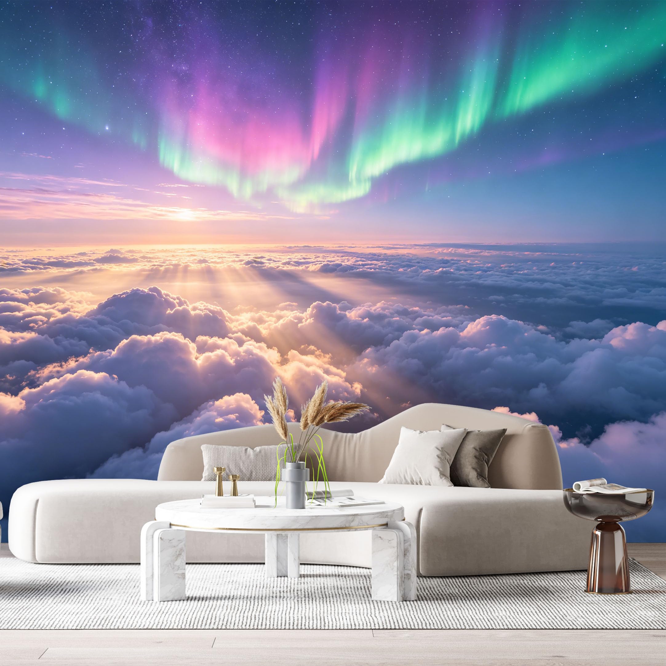 Custom Size Wall Murals Aurora Sky Landscape Clouds Horizon Sunset Light SelfAdhesive Wall Fabric Removable Large Wallpaper for Photo Living Room