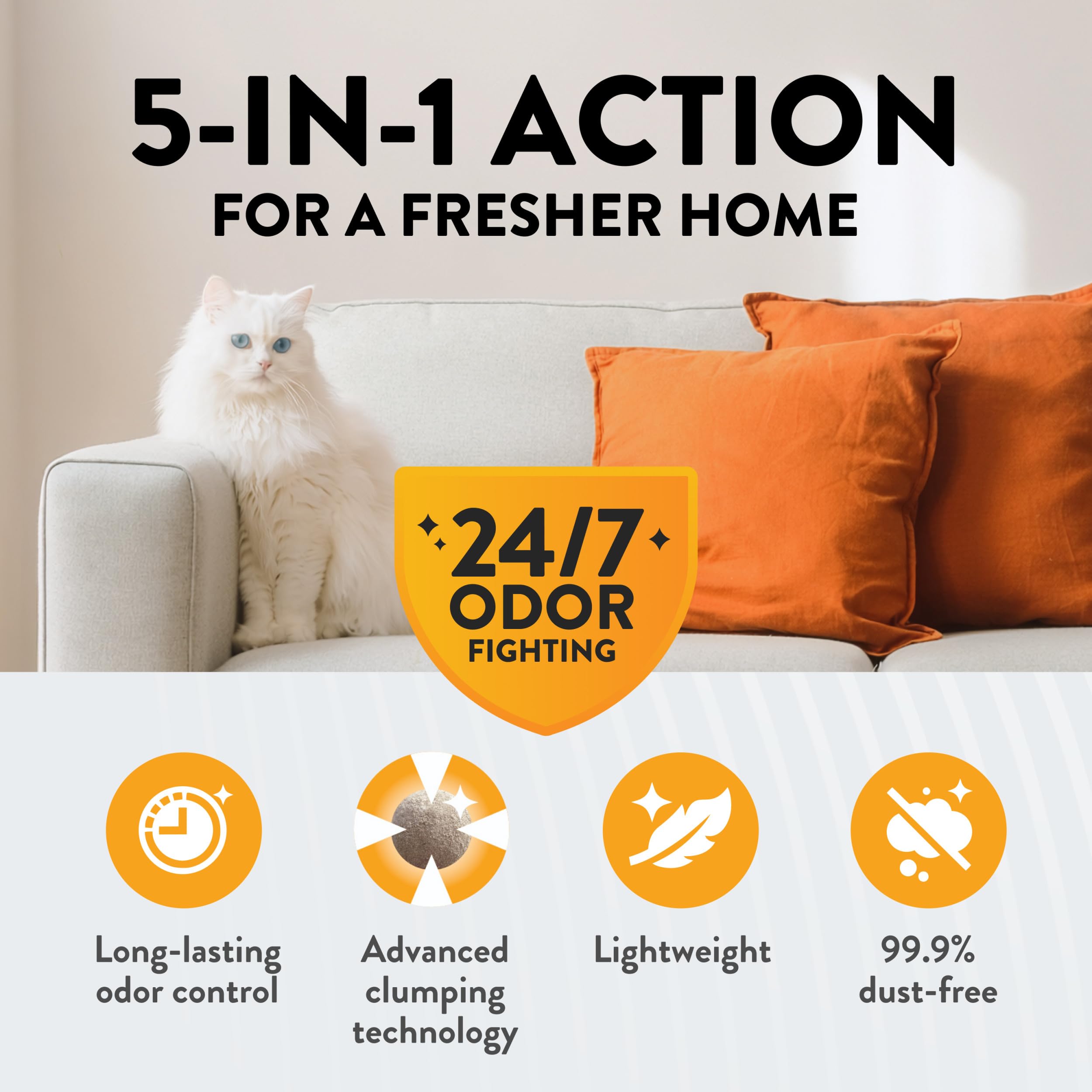 Arm & Hammer Hardball - Arena Ligera de Platino para Gatos múltiples, fácil de Recoger, sin ensuciar, Bolsa de 8.5 Libras, Aroma de Flores de jardín
