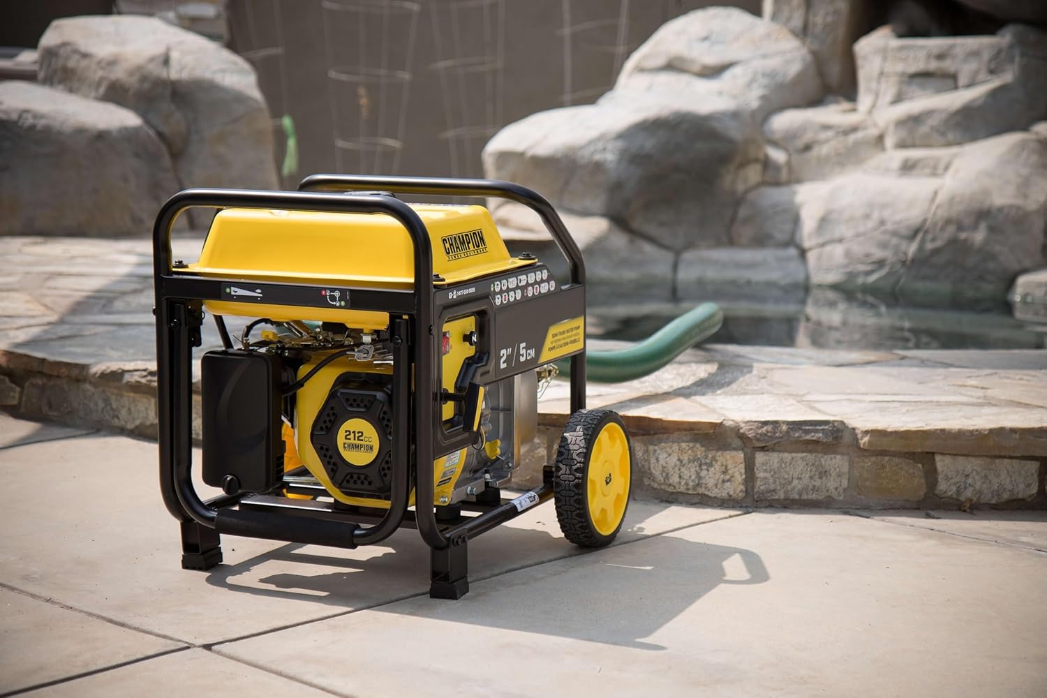 Champion Power Equipment 2-Inch Gas-Powered Semi-Trash Water Transfer Pump with Hose and Wheel Kit