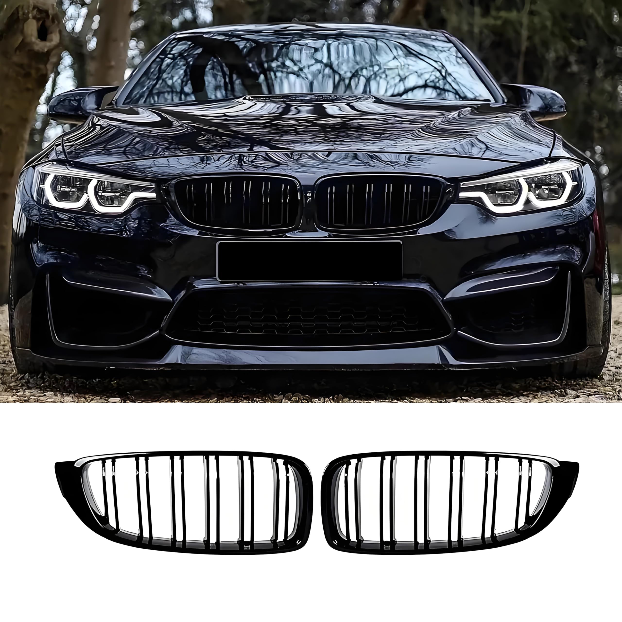 F32 Griglia Nera per Paraurti Anteriore, Adatta per BMW Serie 4 F32 F33 F36 (2014-2019) e M4 F82, M3 F80 (2015-2019) - per tuning BMW 4 serie (For 4er F32 2014-2019)