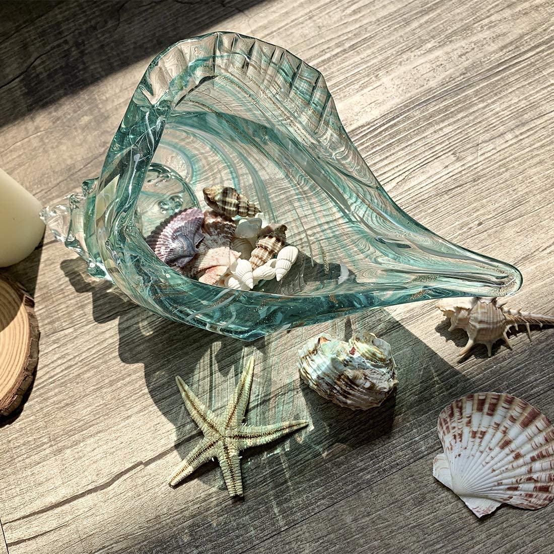Amazon.co.jp: 手吹きガラス巻き貝貝殻の置物家の装飾アートガラス