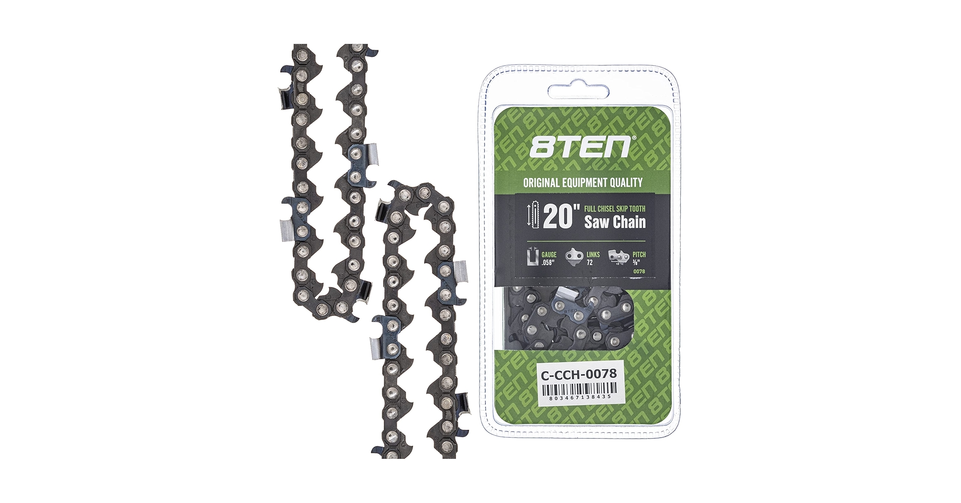Amazon.com: 8TEN Full Chisel Skip Tooth Chainsaw Chain 20