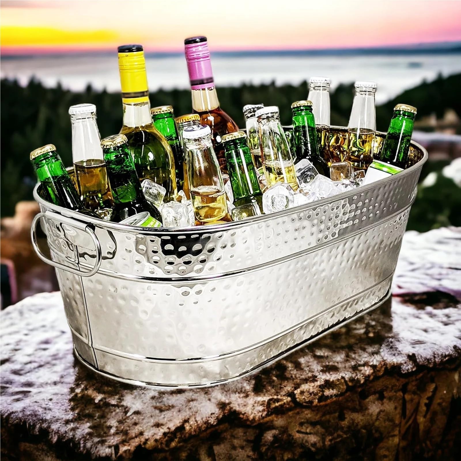 Cubo de Hielo elíptico de 15 l, Universal, Largo, galvanizado, Ovalado, clásico per Casa, Bar