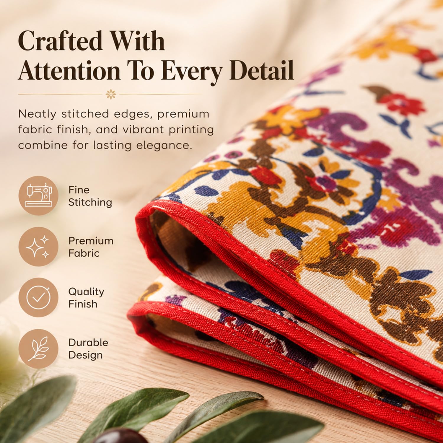 Bilberry Furnishing By Preeti Grover Cotton Paisley Table Runner, 14X72-Inch (Red), X-Small 3