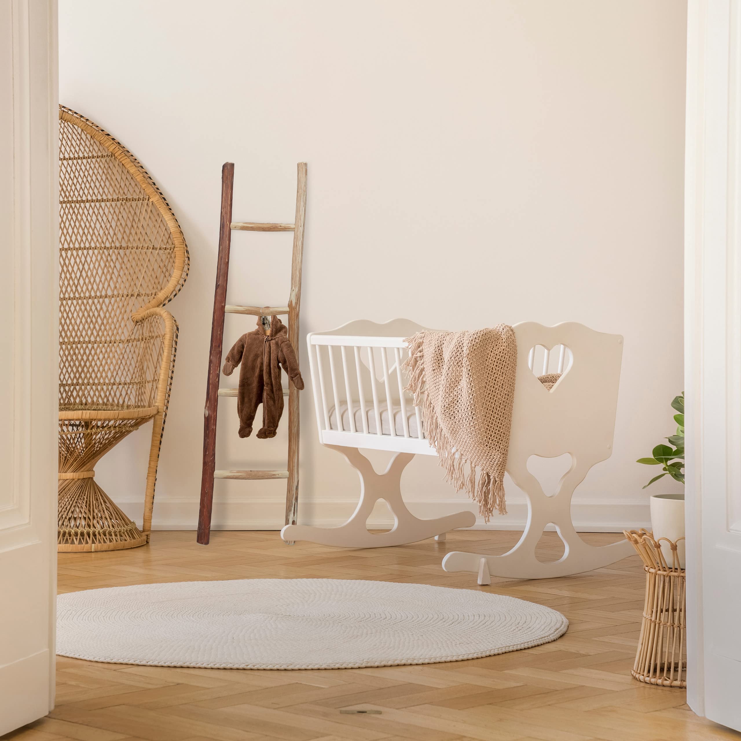 Relaxdays Escalera Decorativa 4 Peldaños, Escalera Colgar Ropa y Toallas, Hogar y Jardín, Madera Castaño, 150cm, Natural