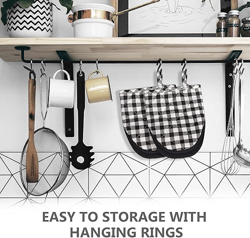 Miniatura 6 de 1 par de guantes cortos para horno, guantes de silicona para horno de cocina, resistentes al calor, 500 , mini guantes para horno con superficies de