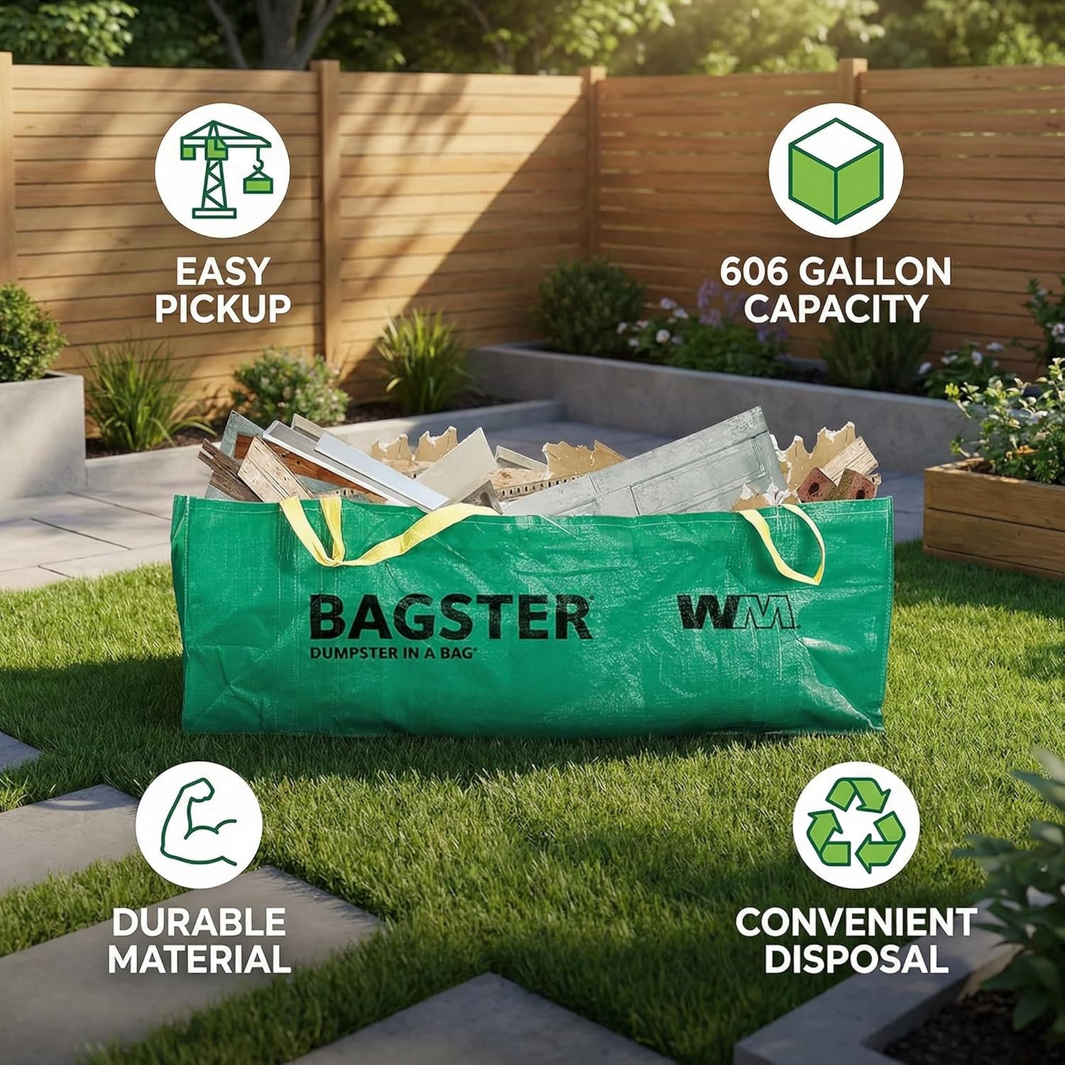 WM Bagster 606 gal Dumpster In A Bag Open 1 pk