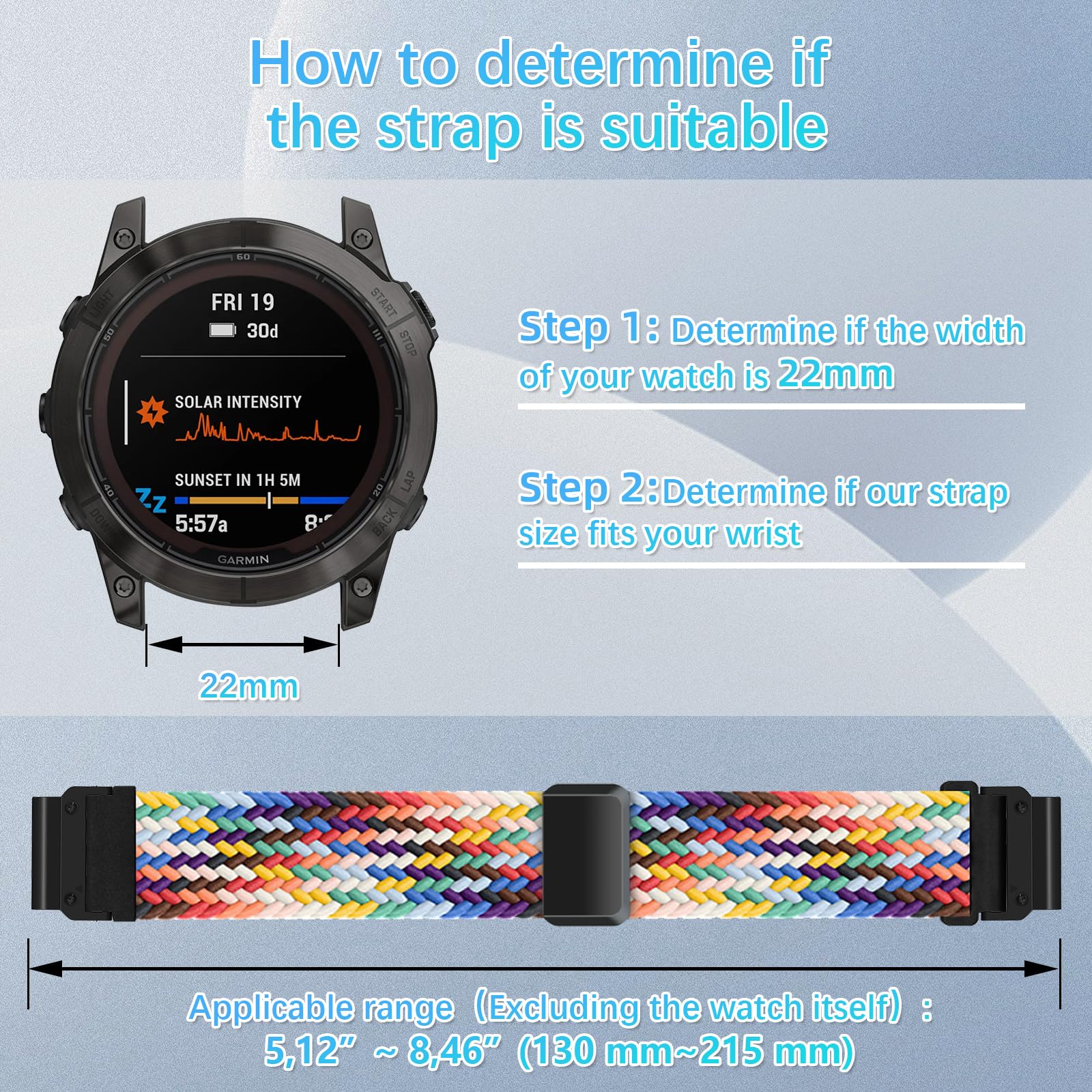RanBluu QuickFit 22mm Nylon Cinturino per Garmin Tactix 8 47mm/Descent G2/fēnix 8 47mm/fēnix E/Fenix 7, Chiusura magnetica Cinturini, Cinturini Sportivi di Ricambio per Garmin Epix 2, Mimetico