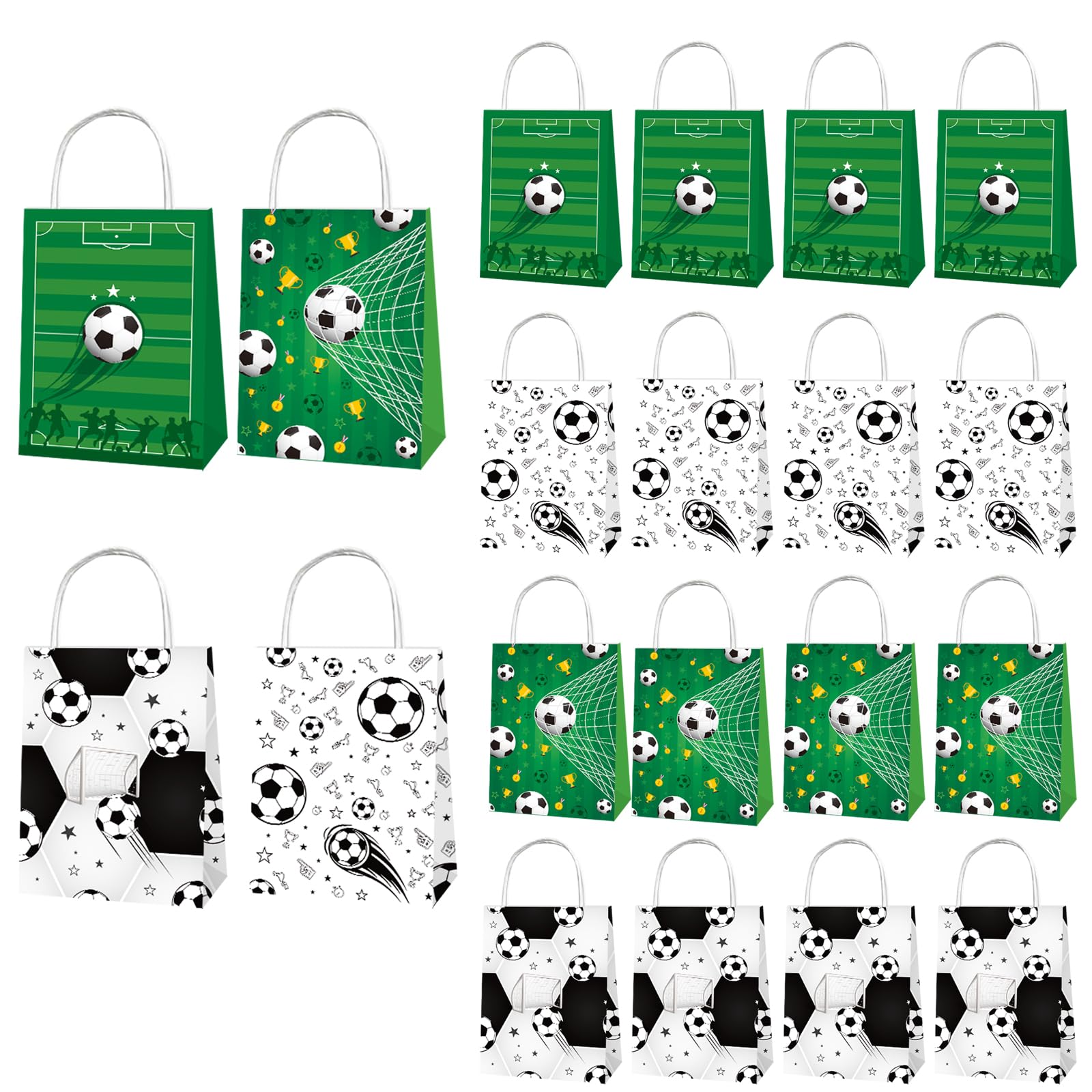 FANOST 12 Pack Football Goodie Bags, Party Gift Bag With Handle, Snack Bag for Team, Football Party Favor Candy Cookies Treat Bags for Kids Boys Birthday