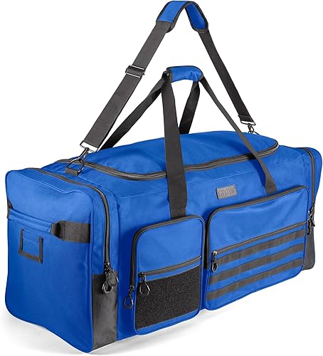 Fitdom Bolsa de viaje extra grande de 130L y 36 pulgadas con correa ajustable para el hombro y 7 compartimentos. Perfecto para fútbol, béisbol,