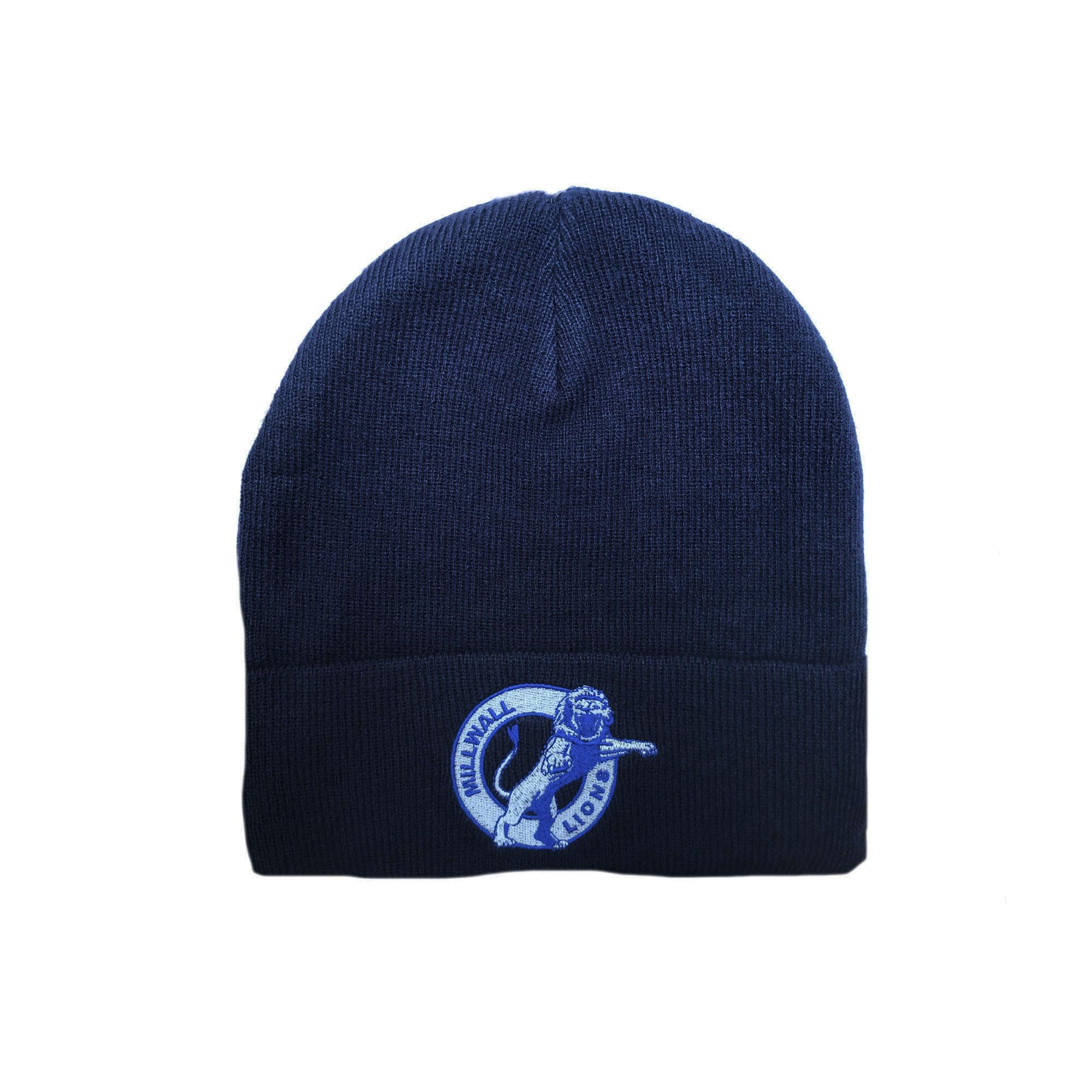 Beyond Happy Unisex Multicolor Millwall Beanie Hat – Navy Blue, Heavy Duty, 100% Acrylic, Hat With Embroidered Millwall Lions Club Crest