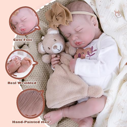 Miniatura 7 de Milidool Muñecas de bebé recién nacidas realistas de 20 pulgadas, cuerpo de tela suave con juguete de alimentación para niños a partir de 3 años