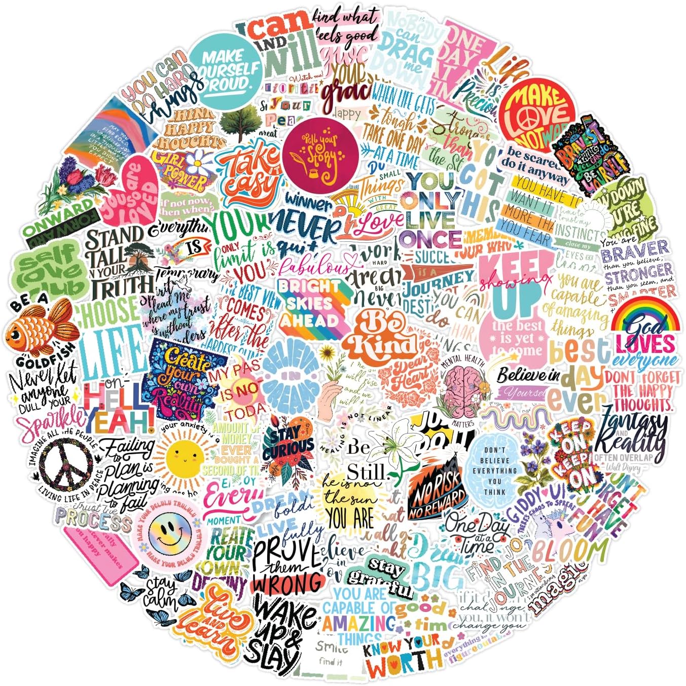 CodersParadise - Pack of 250+ Motivation Inspiration Stickers for Laptop - Waterproof Residue Free Positive Words Motivational Inspirational Quote Sticker