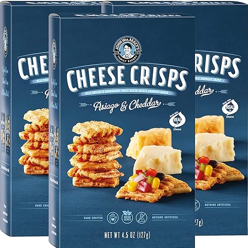 John Wm Macys CheeseCrisps Asiago Cheddar Galletas de masa madre horneadas dos veces hechas con queso 100 real envejecido sin OMG nada artificial