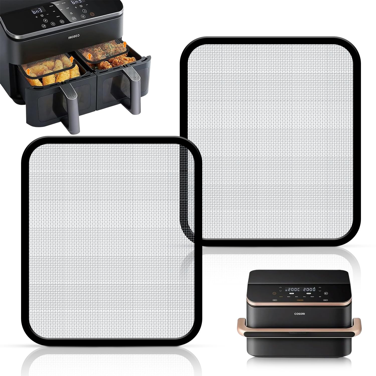 2 Piezas Protección Contra Salpicaduras de Malla Fina de Acero Inoxidable para Cosori Airfryer 8,5 L/Dual Blaze TwinFry 10 L, Para Cosori CAF-R901-AEU 8.5L, accesorios Cosori Airfryer,Reutilizable