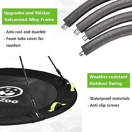 Miniatura 3 de Columpio de árbol, columpio de platillo más grande de 60 pulgadas para toda la familia, capacidad de peso de 900 libras, con correas ajustables para