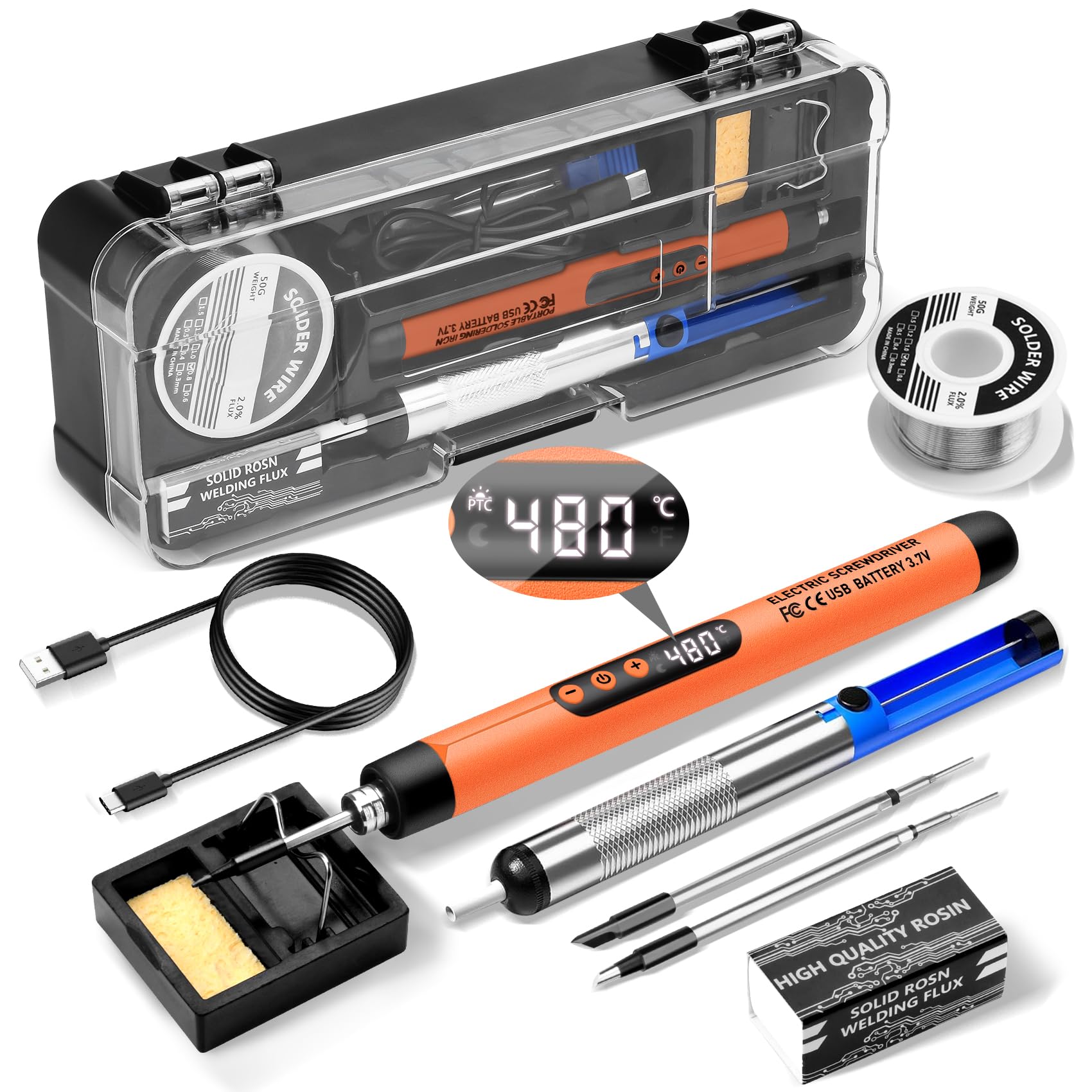 Saldatore Senza Fili A Temperatura Regolabile - Kit Con Supporto, Teste Intercambiabili, Ricarica A Induzione - Foto 3