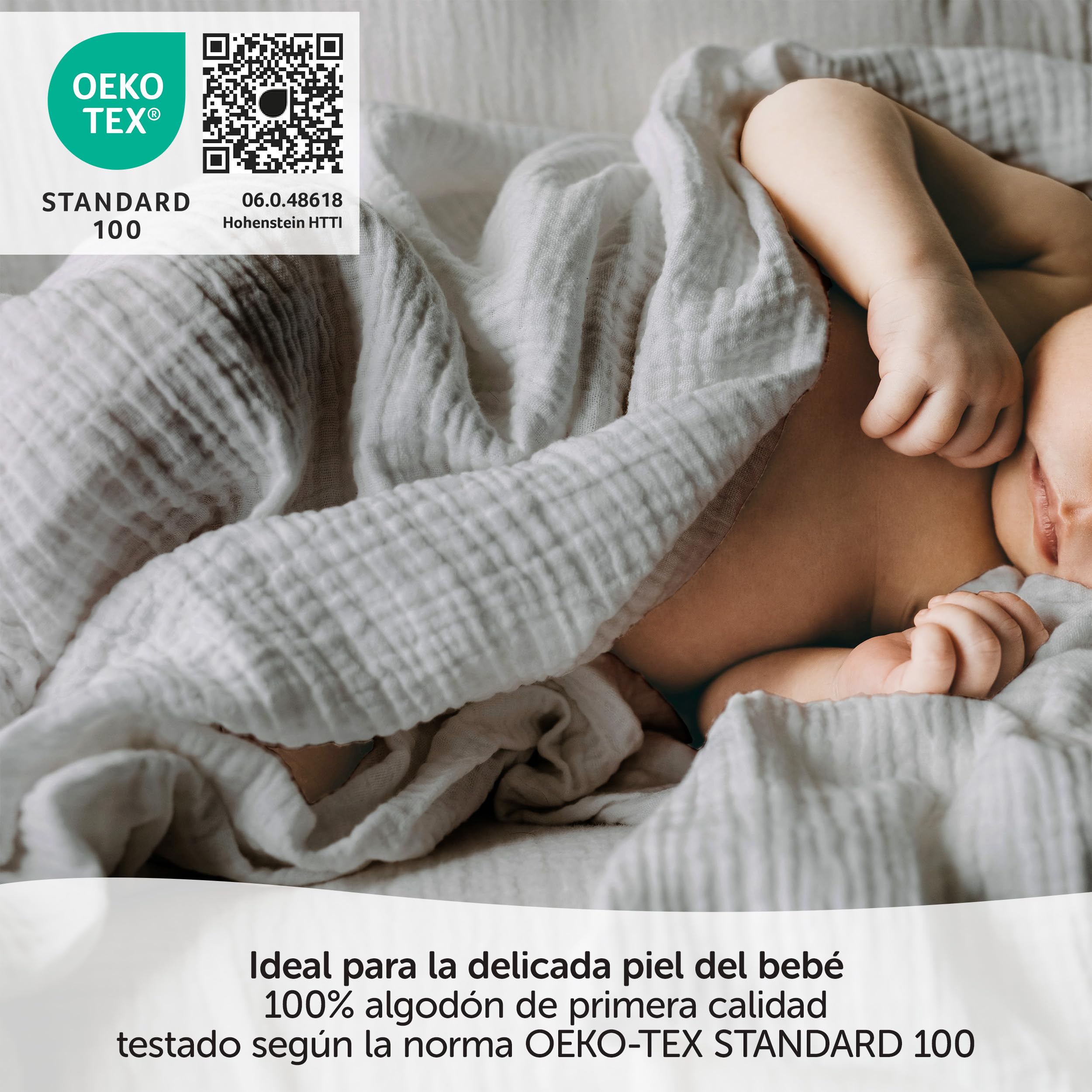 MAKIAN - Muselinas Bebe Algodon 70x70 cm | Gasas para Bebes 4 Ud. | Cuadrados de Muselina con Tejido Doble con Bordes Reforzados y Certificado Oeko-Tex, Estrellas Gris Blanco